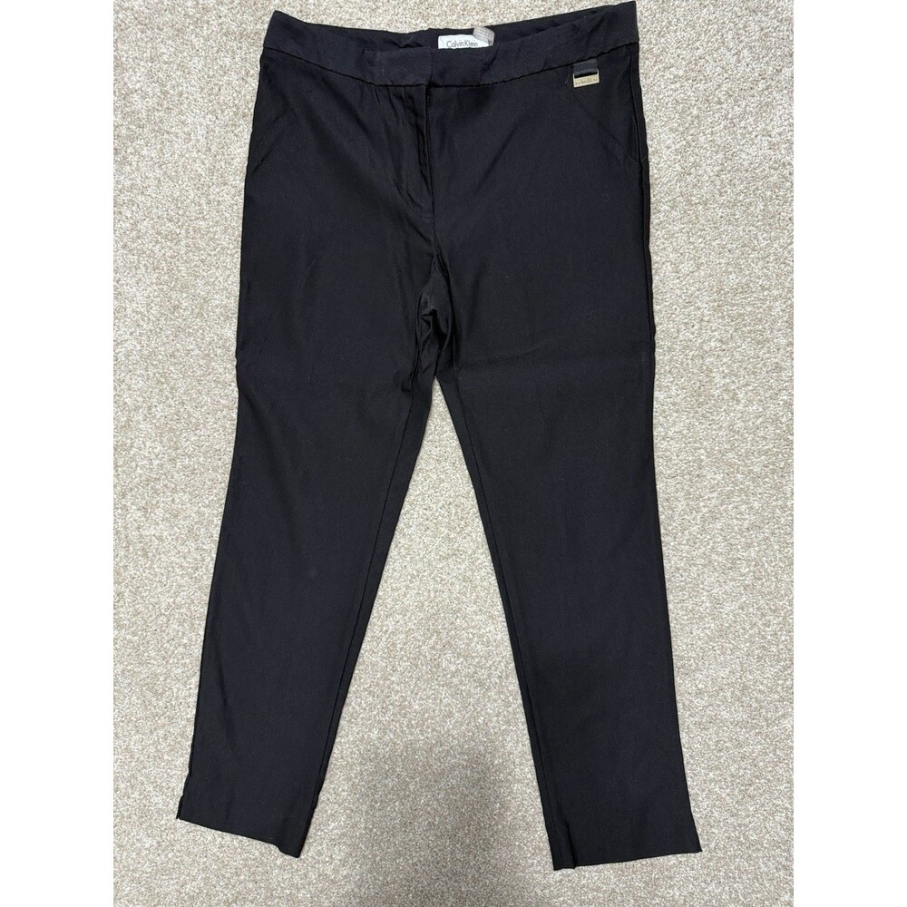 Calvin Klein Womens Black Slim Ankle Dress Pants Trousers Size 10P Career Office